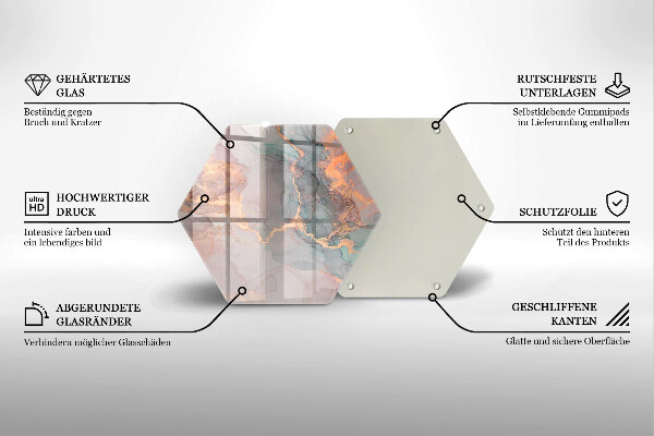 Tagliere in vetro Marmo con oro