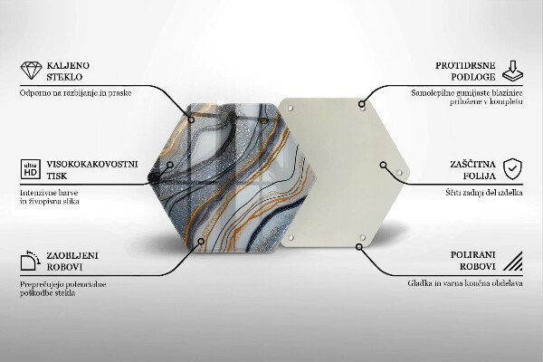 Tagliere in vetro roccia con oro