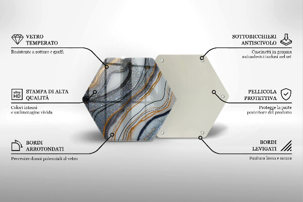 Tagliere in vetro roccia con oro