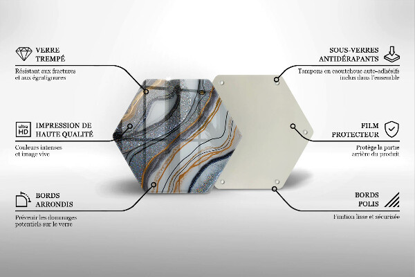 Tagliere in vetro roccia con oro