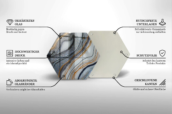 Tagliere in vetro roccia con oro