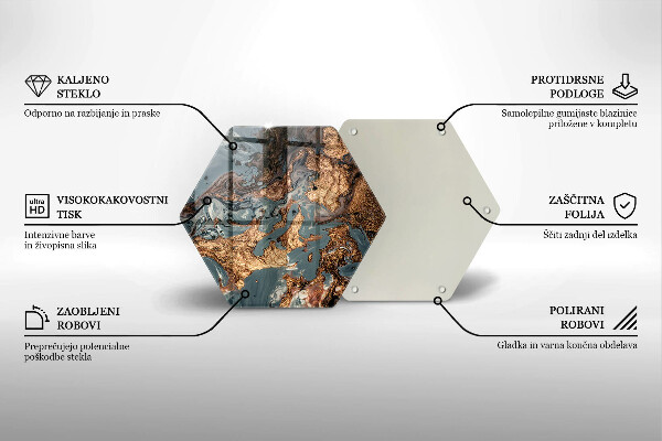Tagliere in vetro Struttura in roccia dorata