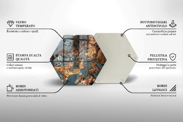 Tagliere in vetro Struttura in roccia dorata