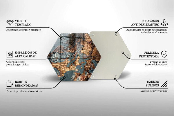 Tagliere in vetro Struttura in roccia dorata