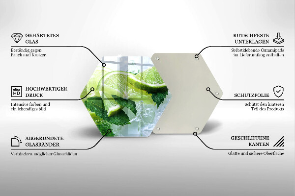 Tagliere in vetro Menta lime e ghiaccio