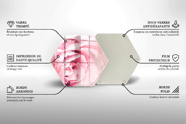 Tagliere in vetro Gocce di rugiada e fiore di rosa