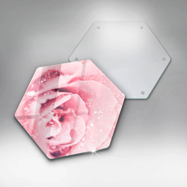 Tagliere in vetro Gocce di rugiada e fiore di rosa