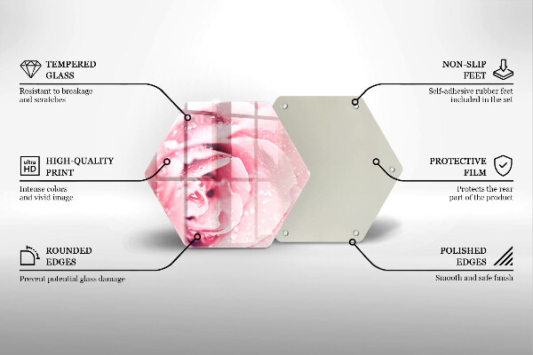 Tagliere in vetro Gocce di rugiada e fiore di rosa