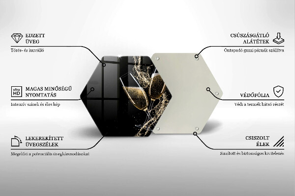 Tagliere in vetro Bicchieri di champagne