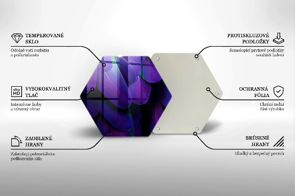 Tagliere in vetro Piume al neon