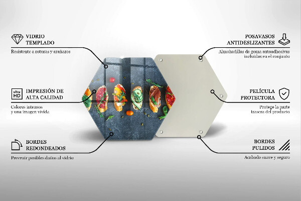 Tagliere in vetro temperato Panini Colorati