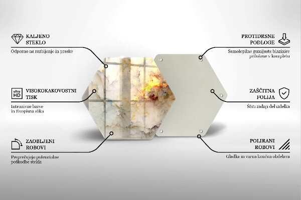 Tagliere in vetro temperato Struttura in marmo con oro