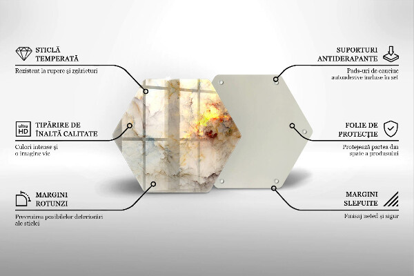 Tagliere in vetro temperato Struttura in marmo con oro