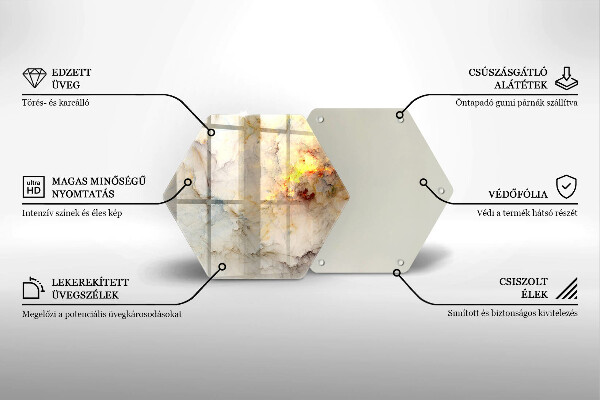Tagliere in vetro temperato Struttura in marmo con oro