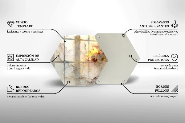 Tagliere in vetro temperato Struttura in marmo con oro