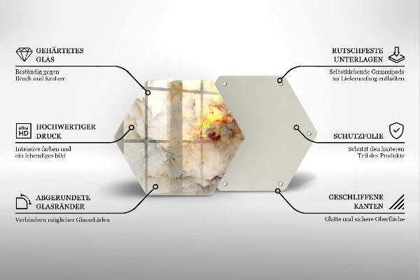 Tagliere in vetro temperato Struttura in marmo con oro