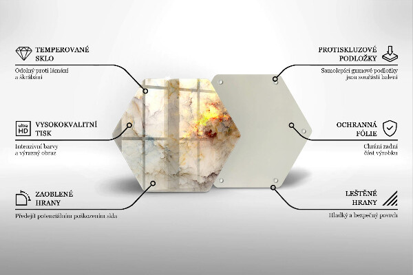 Tagliere in vetro temperato Struttura in marmo con oro