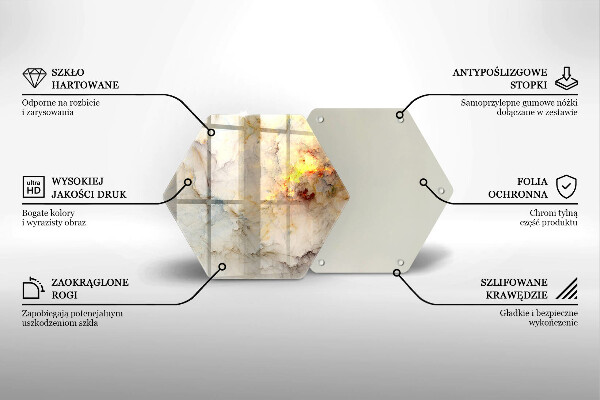 Tagliere in vetro temperato Struttura in marmo con oro