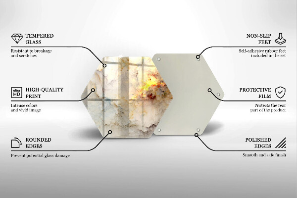Tagliere in vetro temperato Struttura in marmo con oro