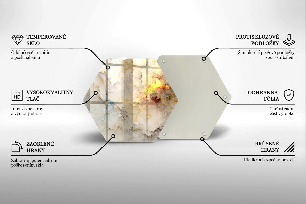 Tagliere in vetro temperato Struttura in marmo con oro