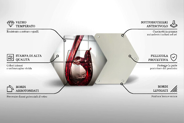 Tagliere in vetro Bicchiere e vino rosso