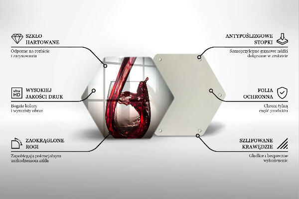 Tagliere in vetro Bicchiere e vino rosso