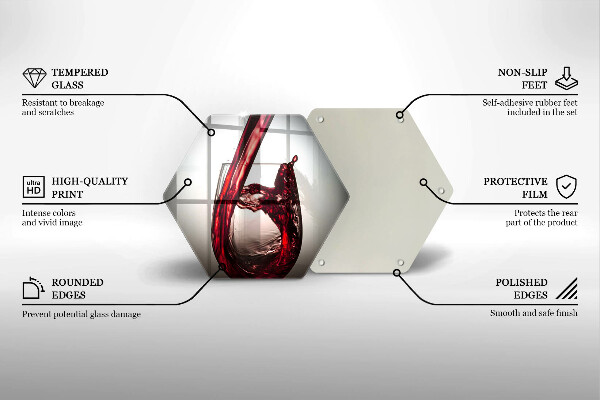 Tagliere in vetro Bicchiere e vino rosso