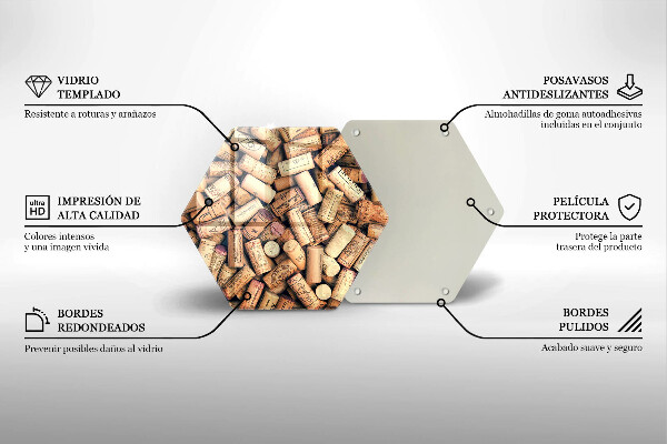 Tagliere in vetro Modello senza cuciture di tappi per vino
