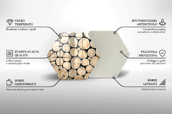 Tagliere in vetro Tronchi d'albero in legno