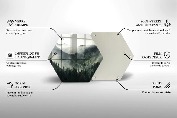 Tagliere in vetro temperato Paesaggio di foresta e nebbia
