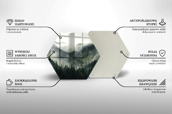 Tagliere in vetro temperato Paesaggio di foresta e nebbia