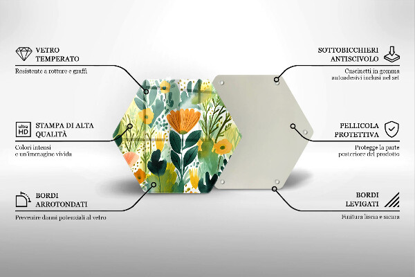 Tagliere in vetro temperato Fiori dipinti