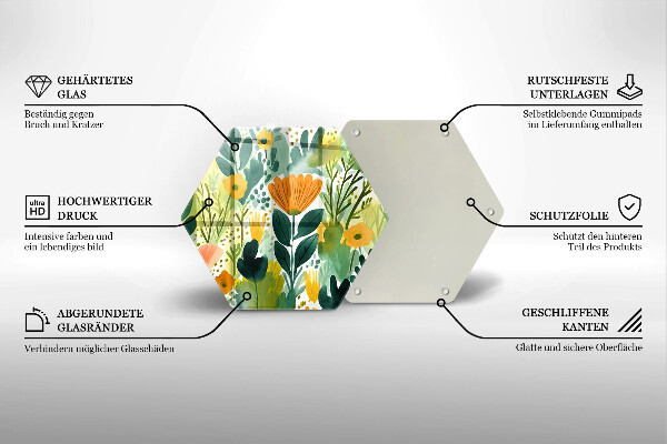 Tagliere in vetro temperato Fiori dipinti