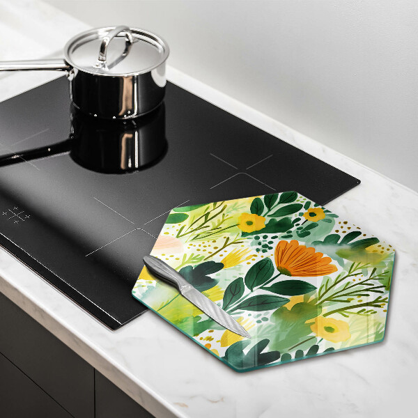 Tagliere in vetro temperato Fiori dipinti