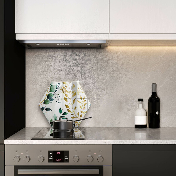 Tagliere in vetro Foglie verdi e dorate