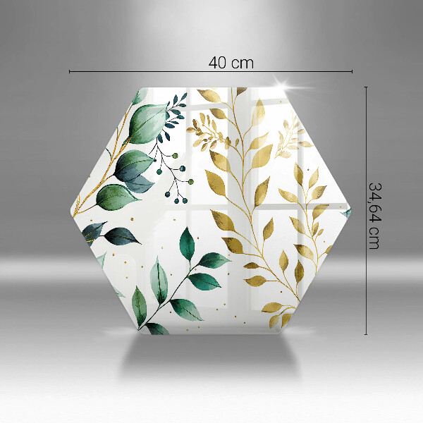 Tagliere in vetro Foglie verdi e dorate