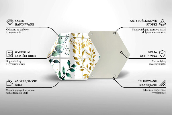 Tagliere in vetro Foglie verdi e dorate