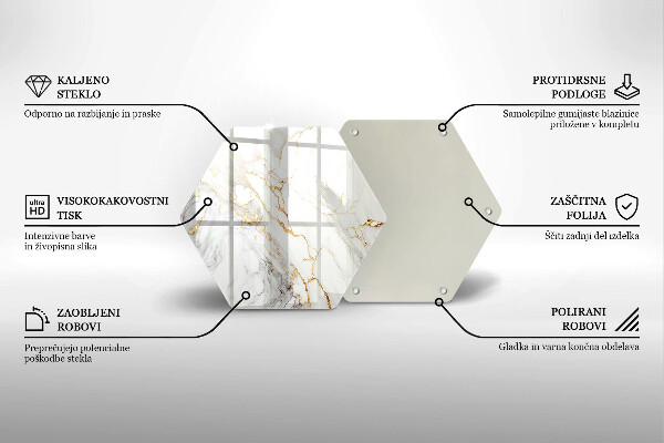 Tagliere in vetro Marmo chiaro con oro