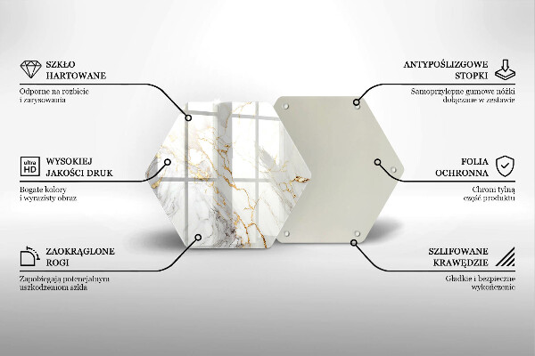 Tagliere in vetro Marmo chiaro con oro