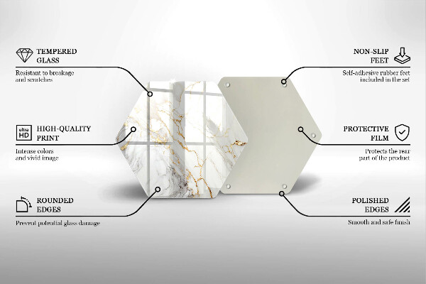 Tagliere in vetro Marmo chiaro con oro