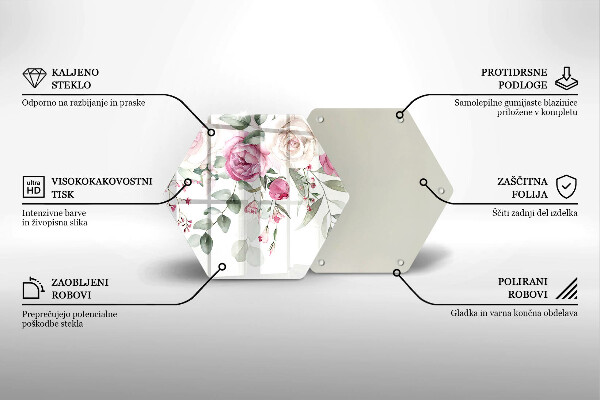 Tagliere in vetro Rose dell'acquerello