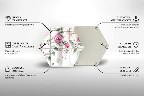 Tagliere in vetro Rose dell'acquerello