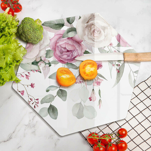 Tagliere in vetro Rose dell'acquerello