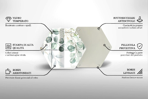Tagliere in vetro Piante dipinte