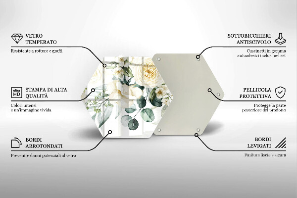 Tagliere in vetro Fiori ad acquerelli