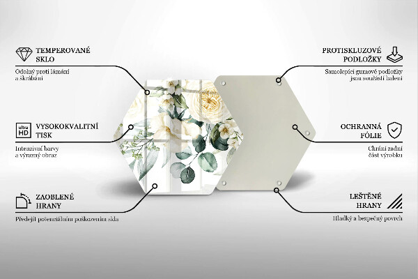 Tagliere in vetro Fiori ad acquerelli