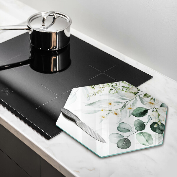 Tagliere in vetro Piante ad acquerello