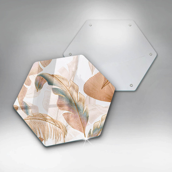 Tagliere in vetro Piume e foglie boho