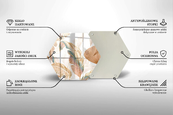 Tagliere in vetro Piume e foglie boho