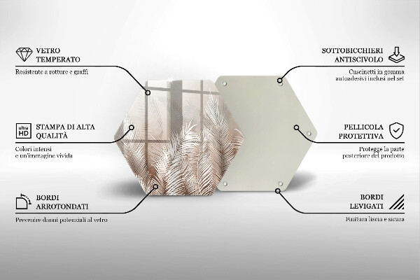 Tagliere in vetro Foglie di vegetazione boho